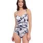 Front View of Profile By Gottex Malaya D-Cup Sweetheart Underwire One Piece Swimsuit | PROFILE MALAYA NAVY AND WHITE