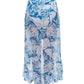 Back View of Profile By Gottex Malaya Ruffled High Low Cover Up Wrap Skirt | PROFILE MALAYA TEAL AND WHITE