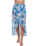 Malaya Ruffled High Low Cover Up Wrap Skirt/white