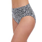 Side View of Profile By Gottex Plumeria Textured Side Shirred High Waist Tankini Bottom | PROFILE PLUMERIA BLACK AND WHITE