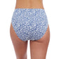 Back View of Profile By Gottex Plumeria Textured Side Shirred High Waist Tankini Bottom | PROFILE PLUMERIA JEAN AND WHITE
