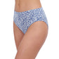 Side View of Profile By Gottex Plumeria Textured Side Shirred High Waist Tankini Bottom | PROFILE PLUMERIA JEAN AND WHITE