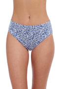 Plumeria Textured Side Shirred High Waist Swim Bottom - Rise Shirred Pant
