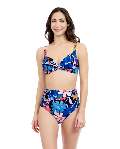 Front View Of Profile By Gottex Melody Sweetheart Bikini Bra | Profile Melody Black Multi