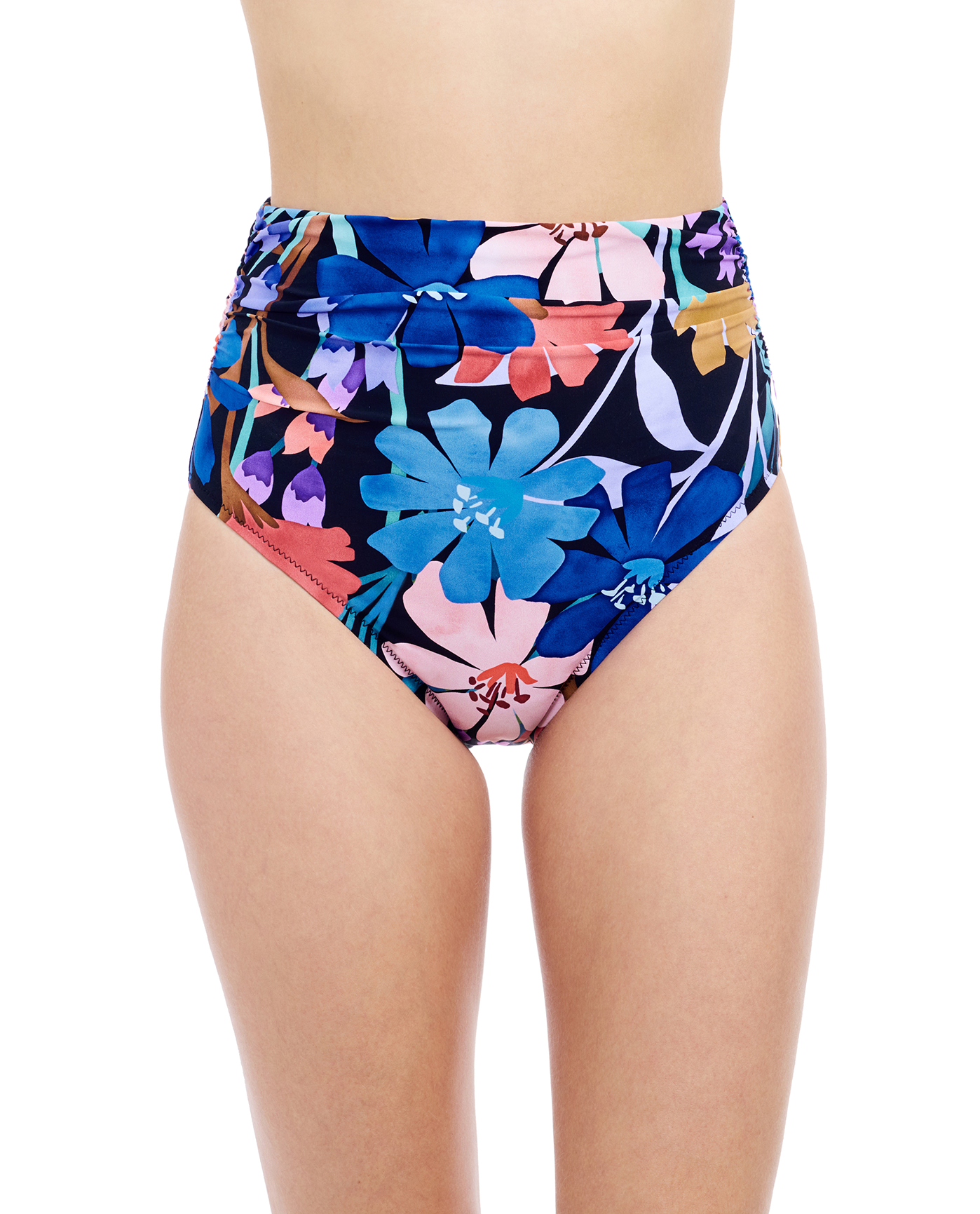 Profile By Gottex Melody Shirred High Waist Swim Bottom | Profile Melody Black Multi
