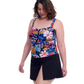 Side View Of Profile By Gottex Melody Plus Size Sweetheart Underwire Tankini Top | Profile Melody Black Multi
