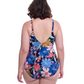 Back View Of Profile By Gottex Melody Plus Size Asymmetrical Ruffle Surplice | Profile Melody Black Multi