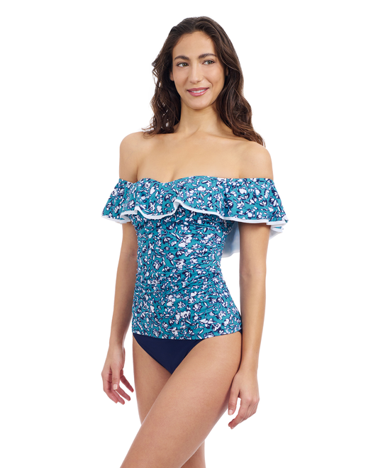 Profile By Gottex Juliette Off Shoulder Tankini Tops | Profile Juliette Teal