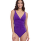 Front View Of Profile By Gottex Solo D Cup V Neck Swimdress One Piece Swimsuit | Profile Solo Violet