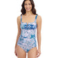 Front View Of Profile By Gottex Karma Round Neck Tankini | Profile Karma Blue Multi