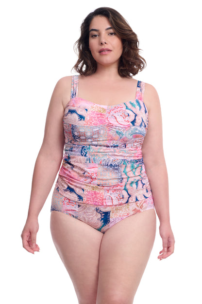 Profile By Gottex Karma Plus Size Underwire Bandeau Swimdress | Profile Karma Multi