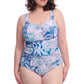 Profile By Gottex Karma Plus Size Underwire Bandeau Swimdress | Profile Karma Blue Multi