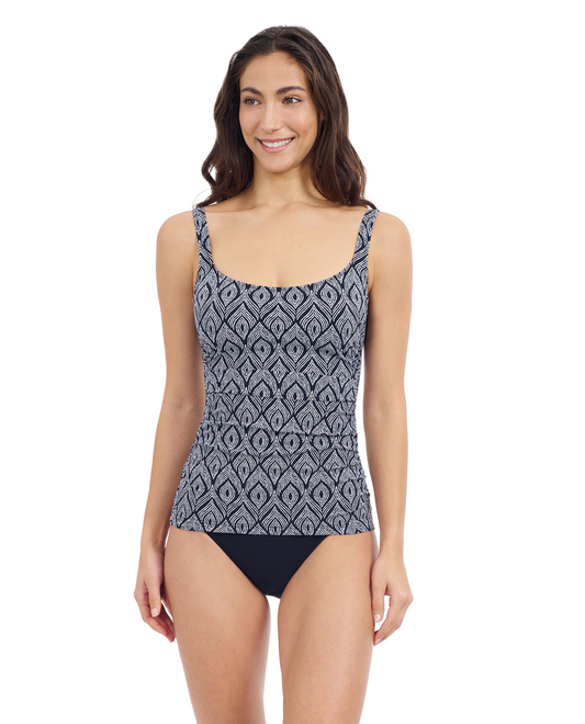 Profile By Gottex Plume D Cup Underwire Tankini | Profile Plume Black and White
