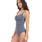 Side View Of Profile By Gottex Plume Scoop Neck One Piece Swimsuit | Profile Plume black-and-white