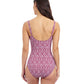 Back View Of Profile By Gottex Plume Scoop Neck One Piece Swimsuit | Profile Plume brick-and-white