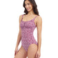 Side View Of Profile By Gottex Plume Scoop Neck One Piece Swimsuit | Profile Plume brick-and-white