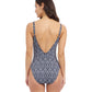 Back View Of Profile By Gottex Plume V Neck Deep Plunge One Piece Swimsuit | Profile Plume black-and-white