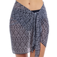 Front View Of Profile By Gottex Plume Sarong Wrap Cover Up Skirt | Profile Plume black-and-white