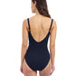 Back View Of Profile By Gottex Lola Lazer Asymmetrical Ruffle Surplice One Piece Swimsuit | Profile Bachata Black
