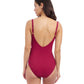 Back View Of Profile By Gottex Lola Lazer Asymmetrical Ruffle Surplice One Piece Swimsuit | Profile Tutti Frutti Brick