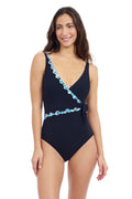 Bachata V Neck Surplice One Piece Swimsuit - Neck One-Piece