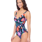 Side View Of Profile by Gottex Marguerite V Neck Ruffle Surplice Swimdress | Profile Marguerite Black Multi