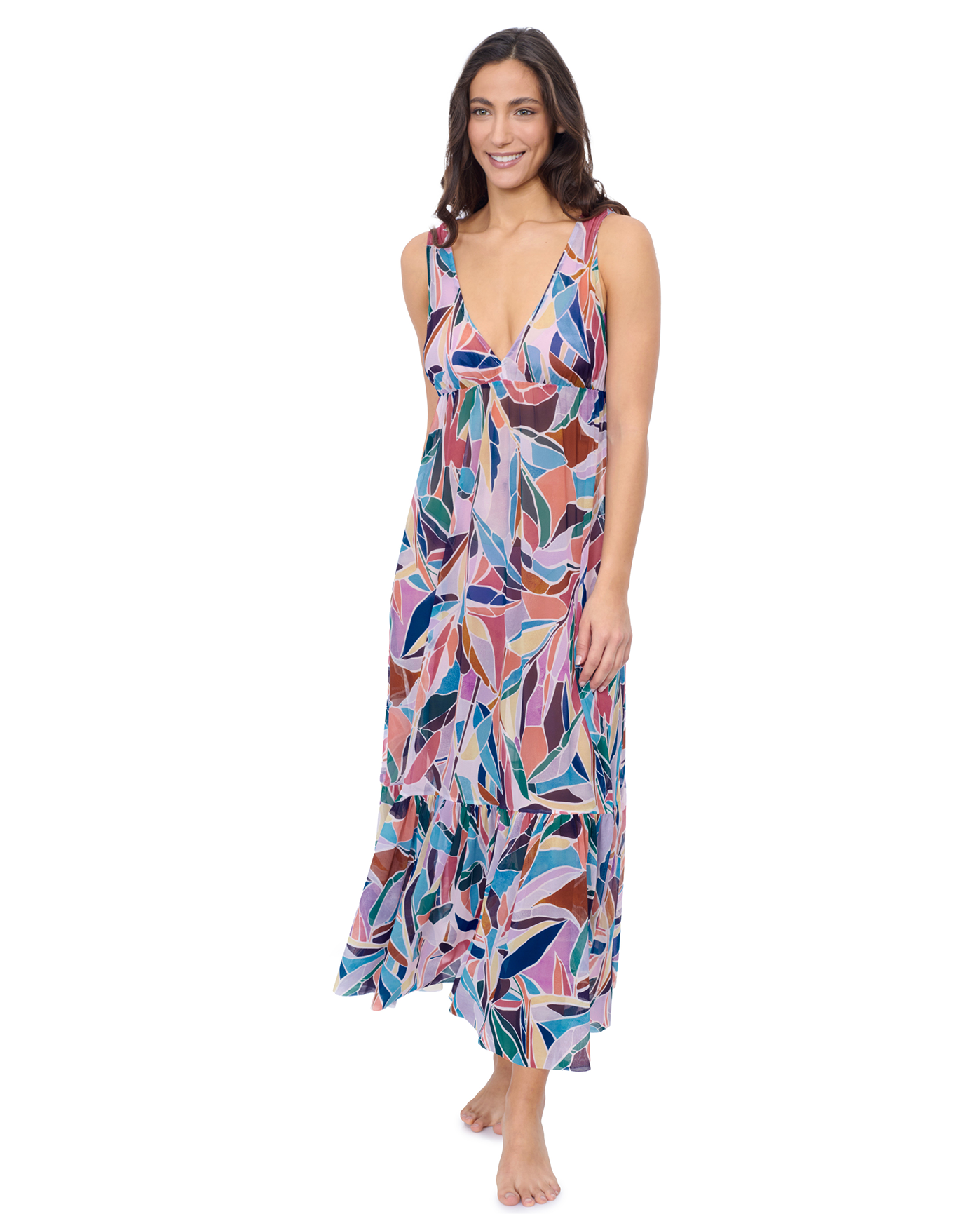 Aura V Neck Maxi Mesh Dress