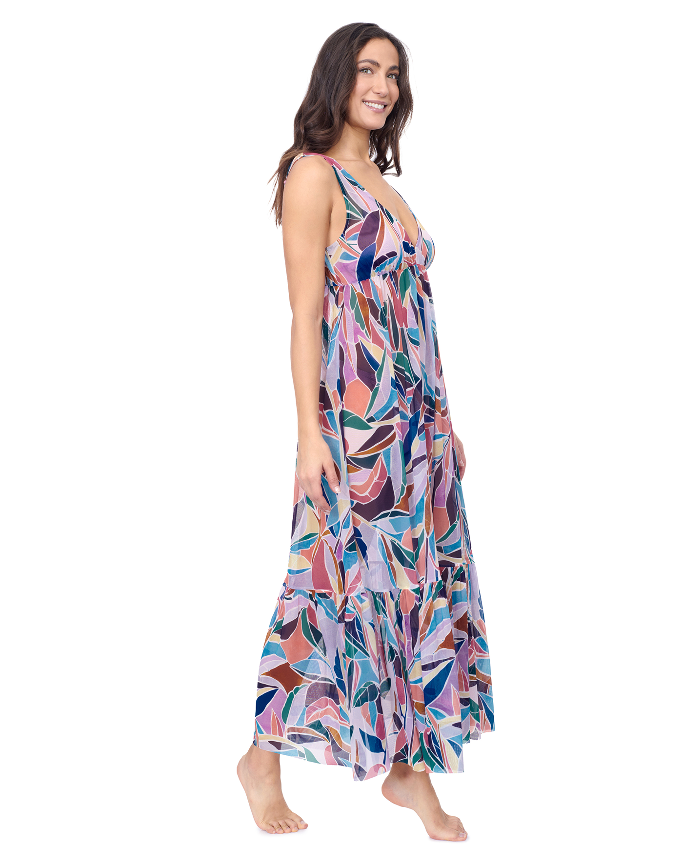 Aura V Neck Maxi Mesh Dress