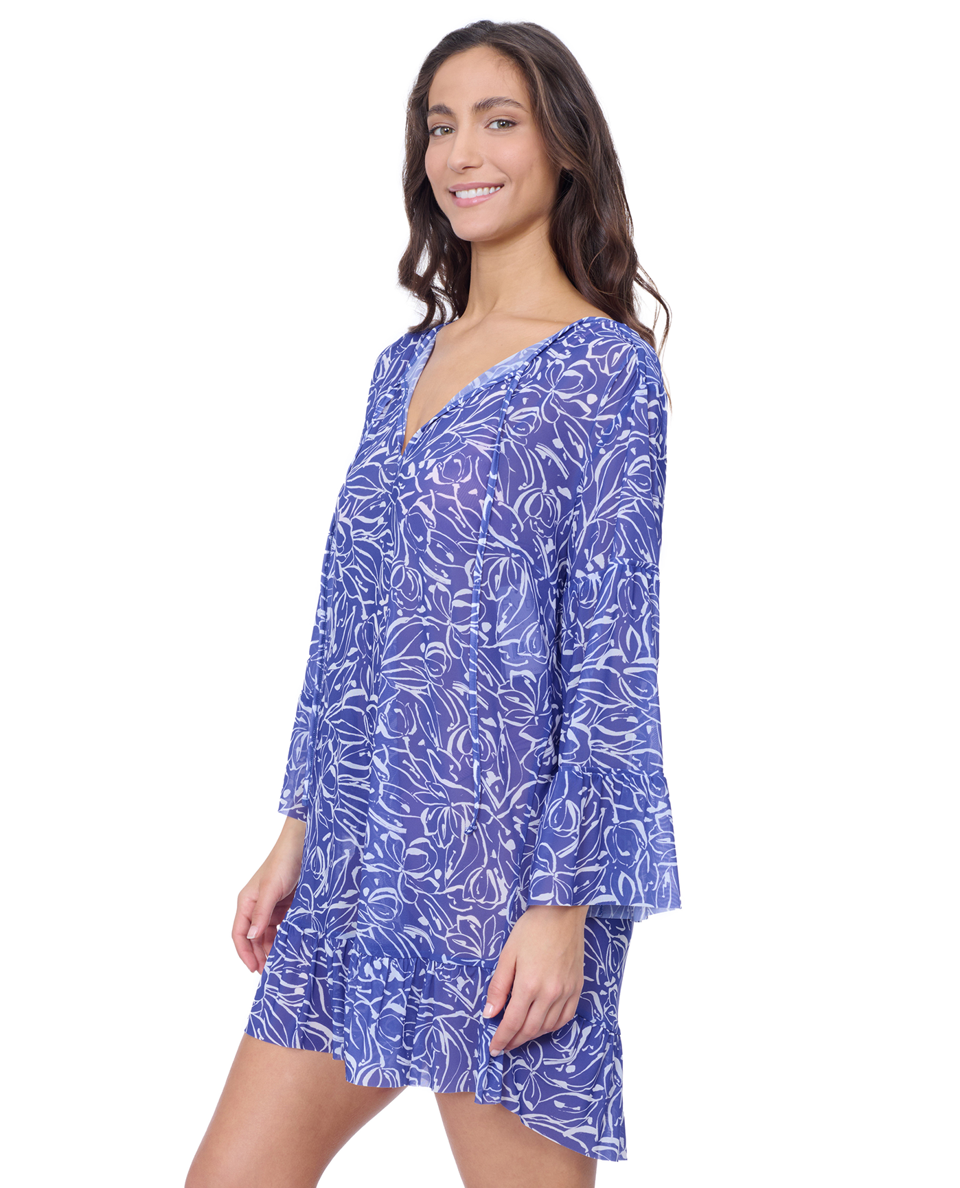 Tulip Mesh Tunic with Flounce Coverup