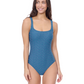 Front View Of Profile by Gottex Blend Scoop Neck Texture One Piece | Profile Blend Jade