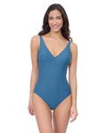 Blend V-Neck Textured One Piece-Jade