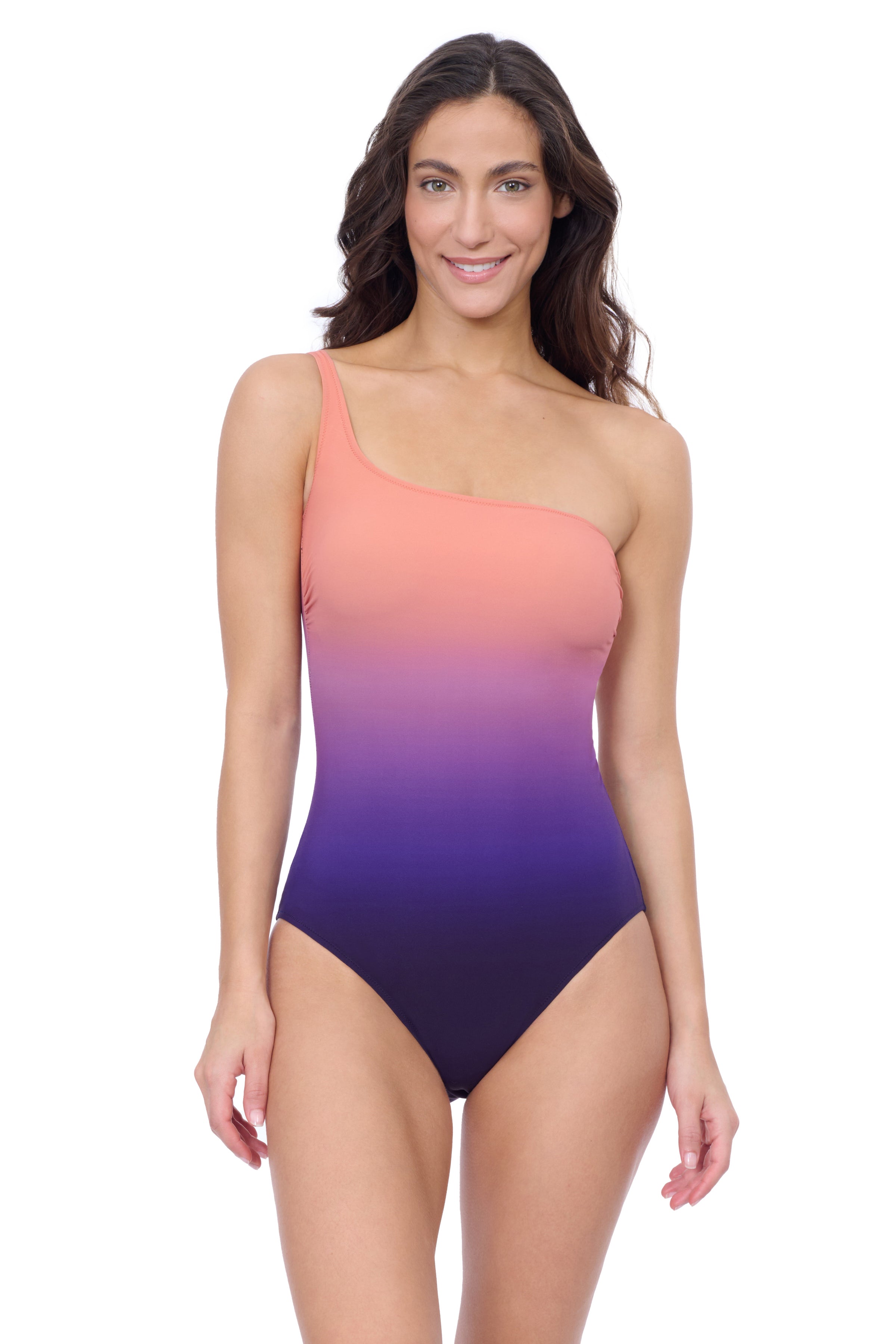 Profile by Gottex Splendor Ombre One Shoulder One Piece | Profile Splendor Purple Multi
