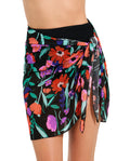 Mesh Sarong Wrap Skirt-Blk/multi
