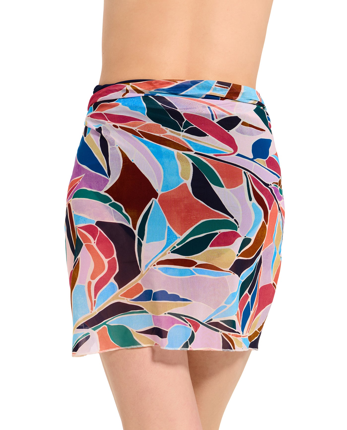 Mesh Sarong Wrap Skirt-Lilac mult