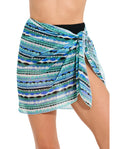 Mesh Sarong Wrap Skirt-Tur/multi