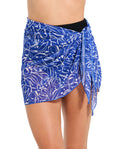 Mesh Sarong Wrap Skirt-Navy white