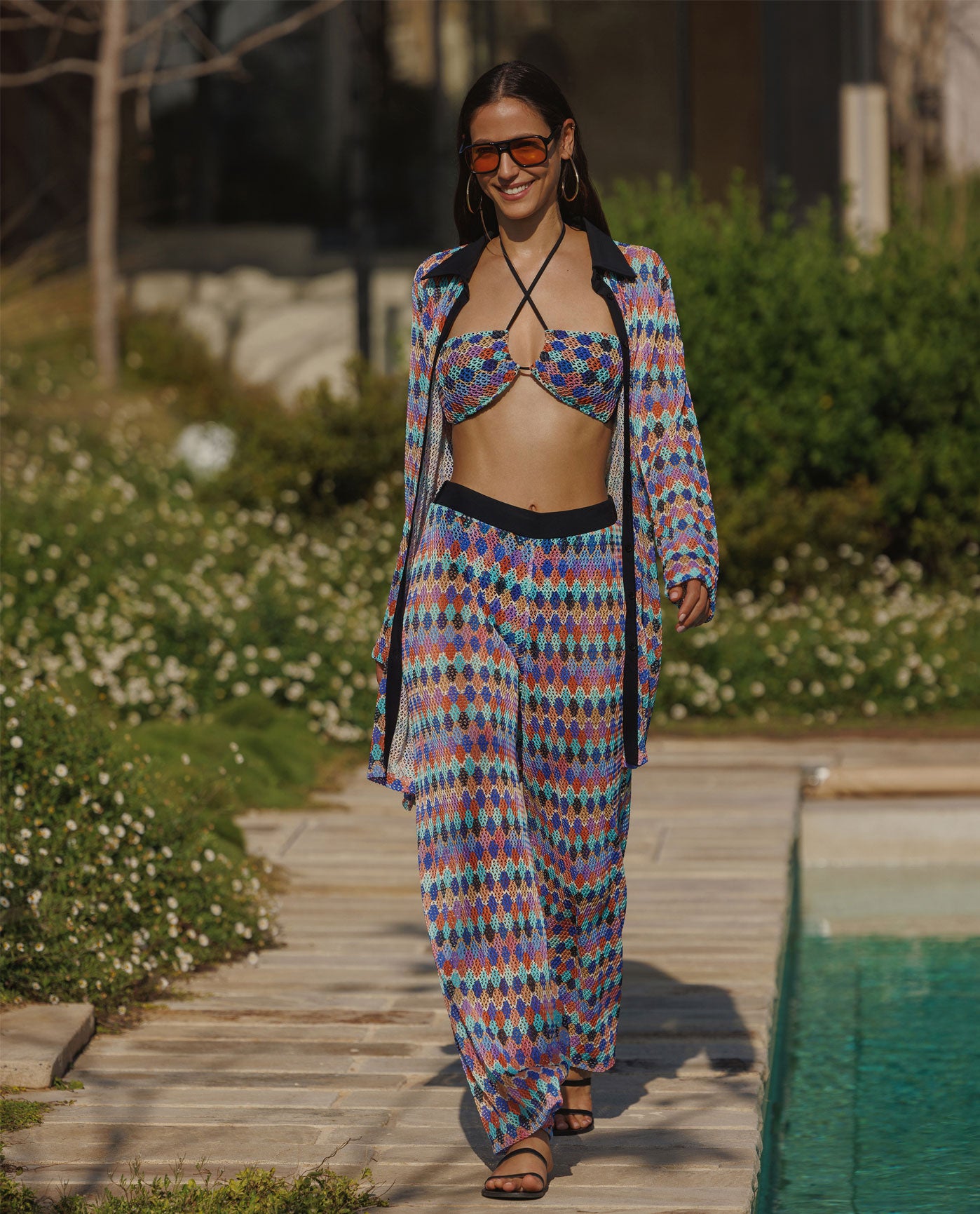 Retro Riviera Netted Crochet Beach Pant Cover-Up