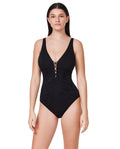 Maillot une-pièce texturé à col en V et bonnets D Skyfall