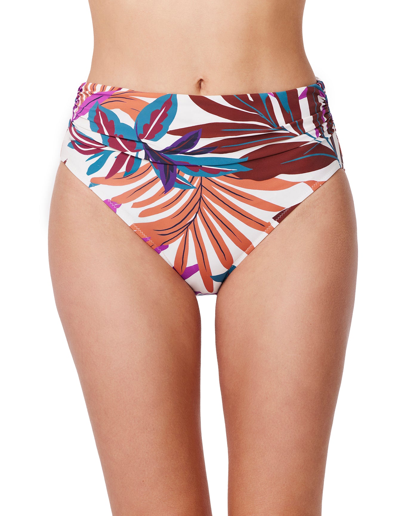 Plantopia Shirred High Waist Swim Bottom-Multi