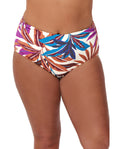 Plantopia Plus Size Shirred High Waist Swim Bottom-Multi