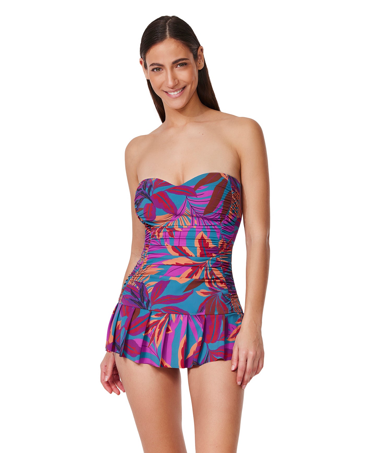 Plantopia Bandeau Swimdress    -Multi teal