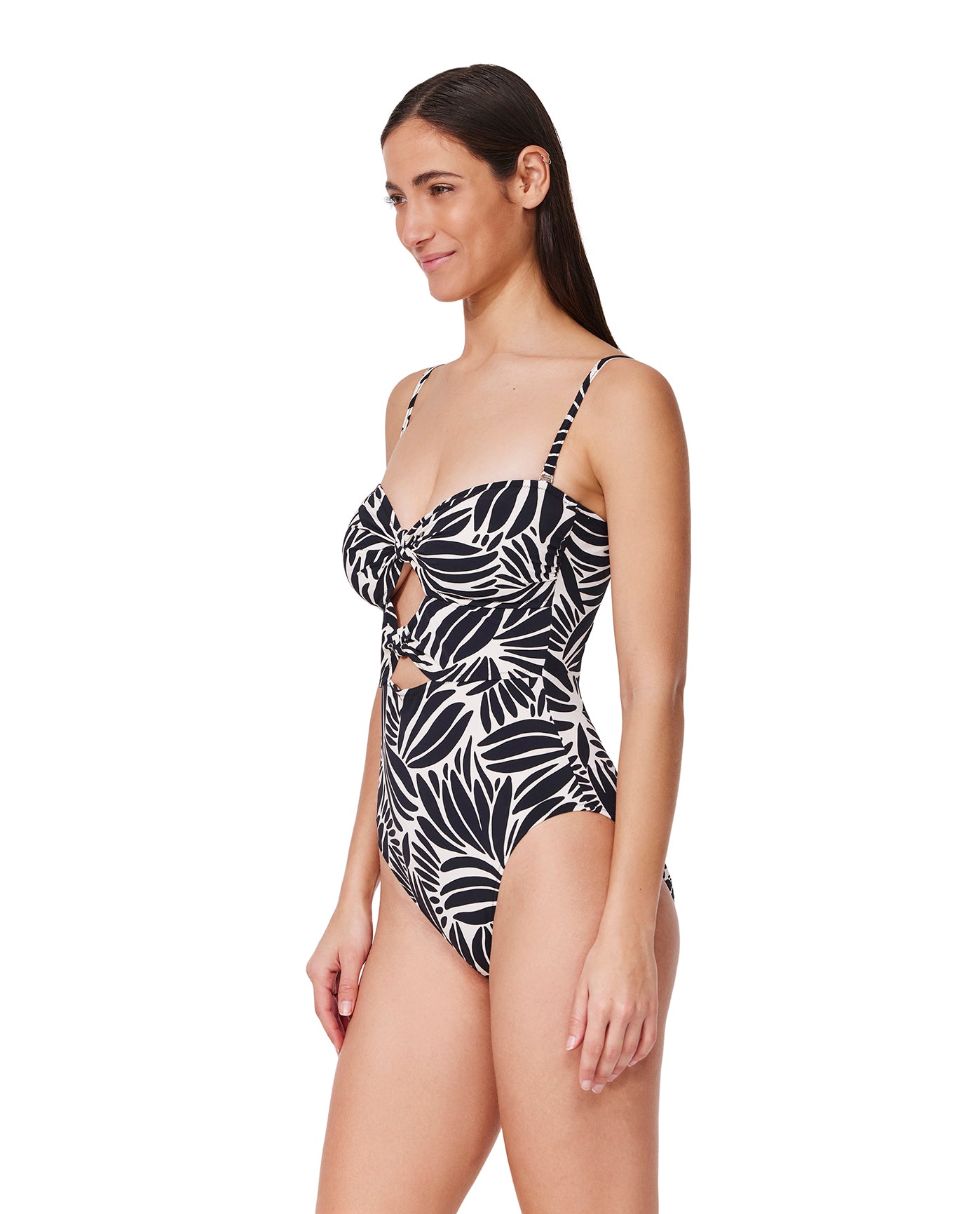 Comeback Cut Out Bandeau One Piece -Blk/wh