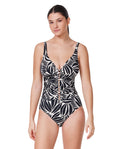Comeback Deep V Neck D-Cup One Piece-Blk/wh