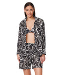 Comeback Button Down Shirt Cover-Up -Blk/wh