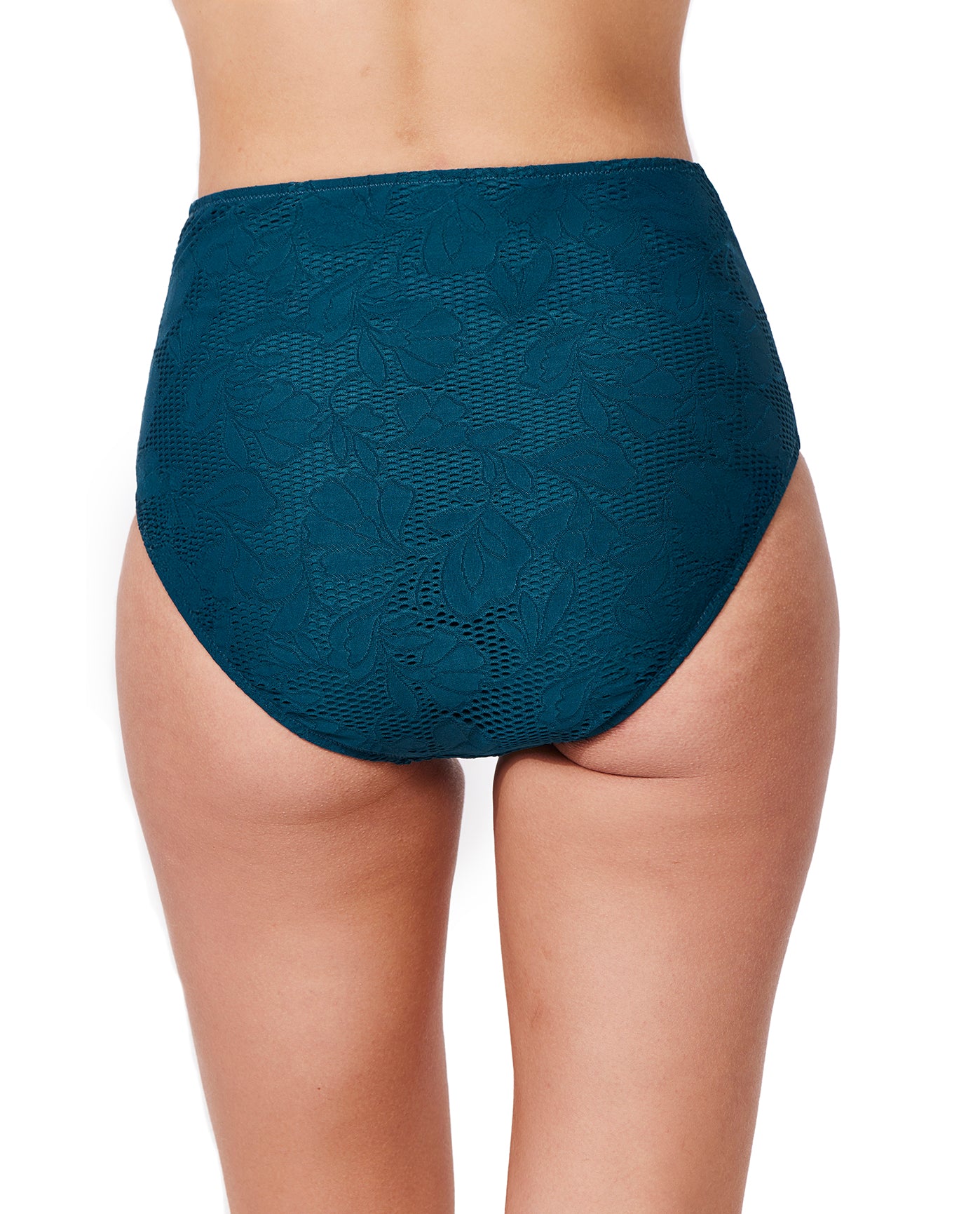 Jolene Textured High Waist Swim Bottom-Petrol
