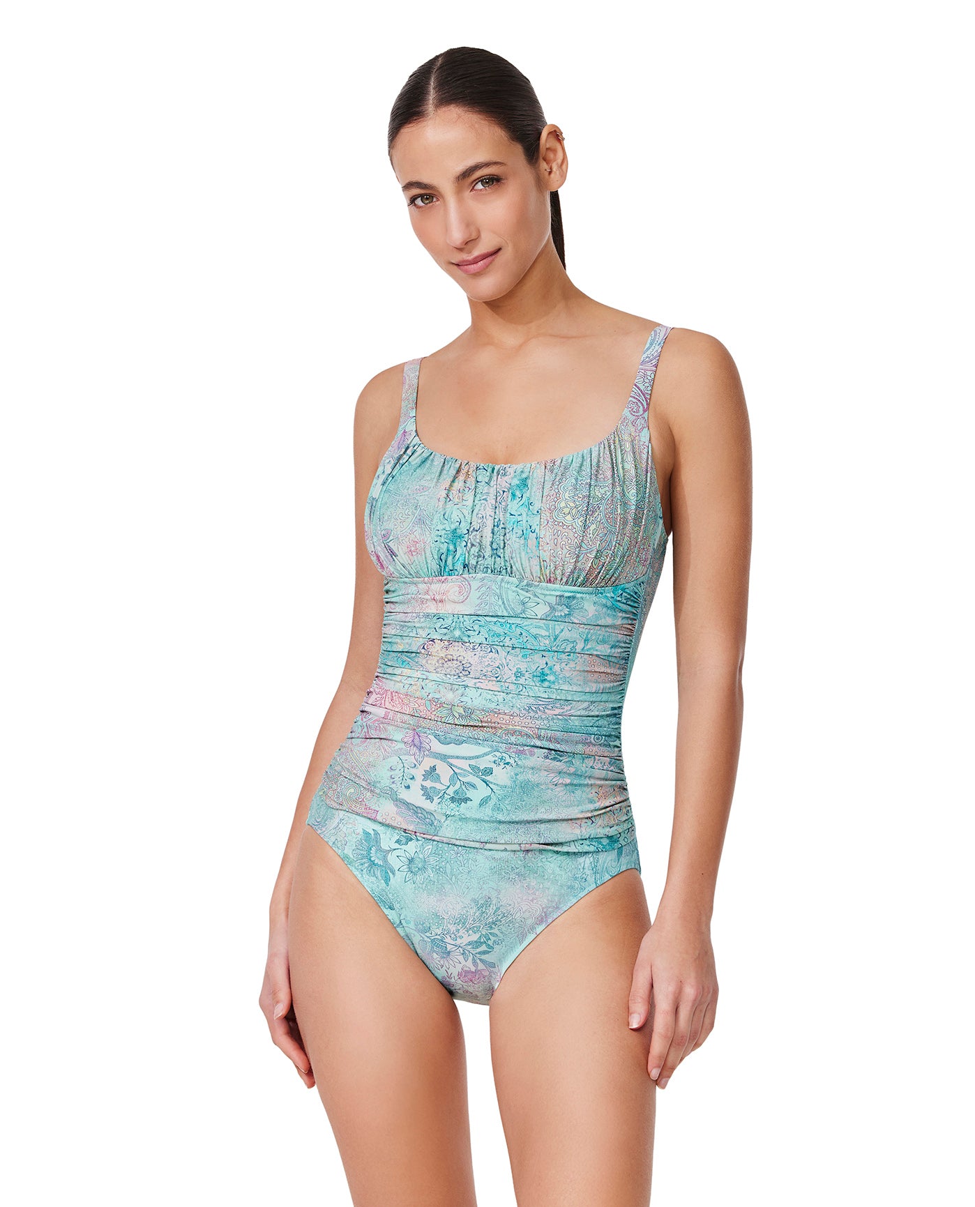 Souk Shirred Peasant One Piece-Tur/multi