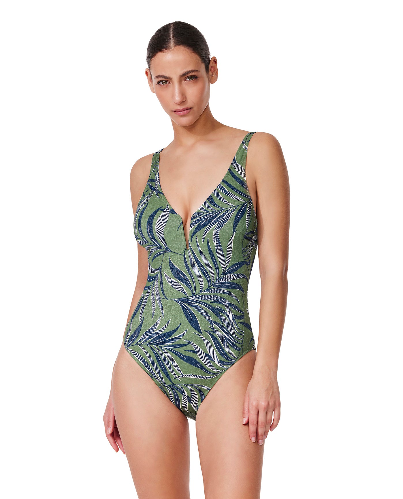 La Palm U Wire One Piece-Dusk green