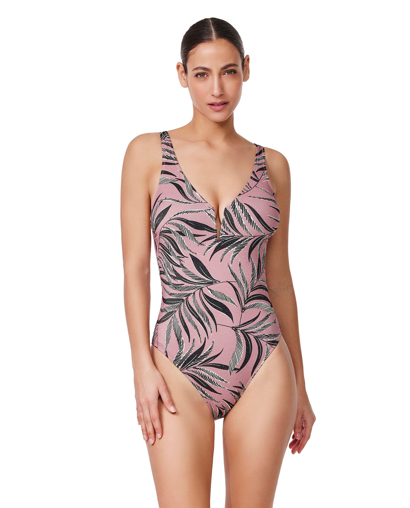 La Palm U Wire One Piece-Dusk pink