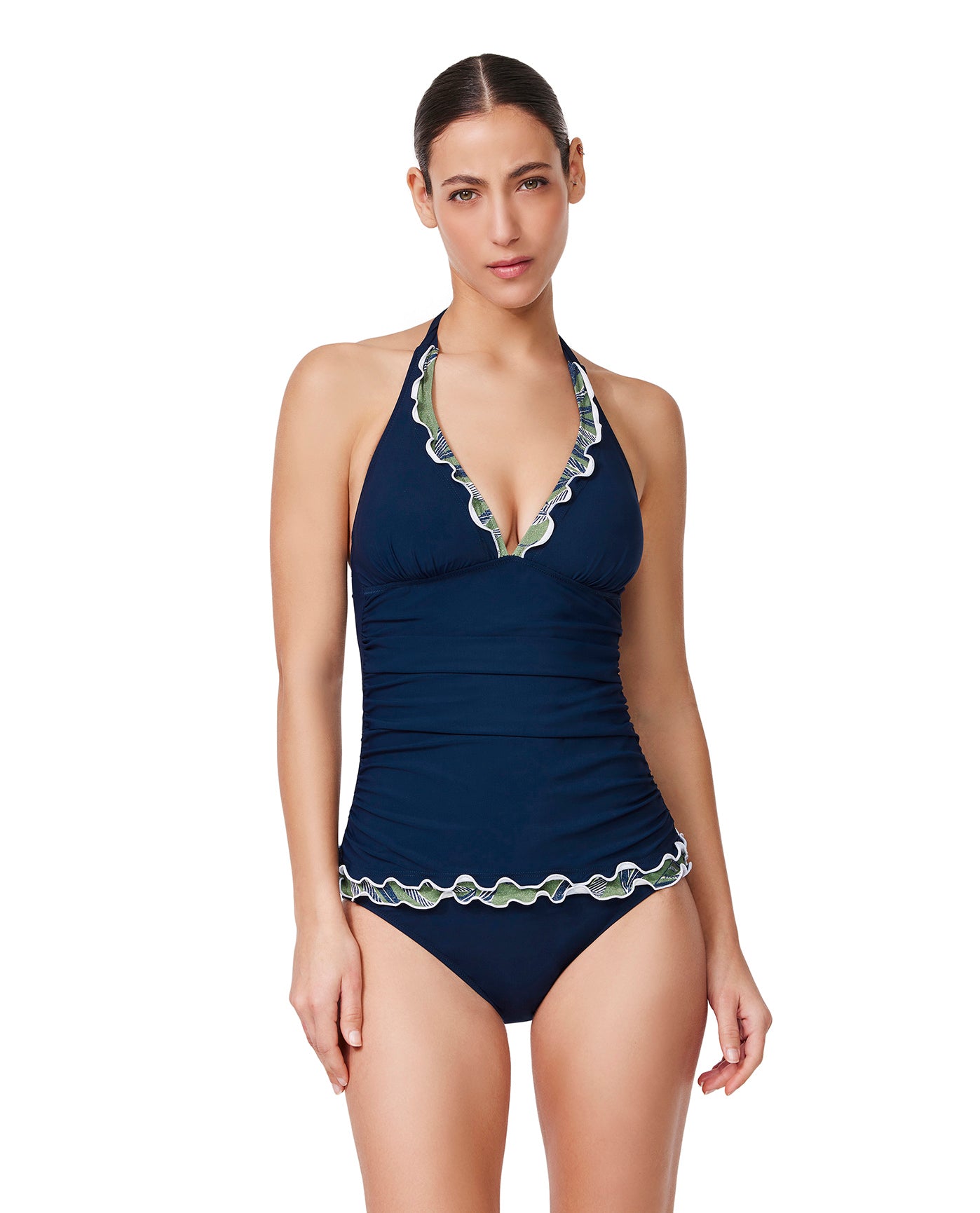 Palmita Halter Tankini Top -Navy