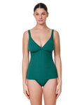 Medina Textured V Neck D-Cup Tankini Top-Bott  gre